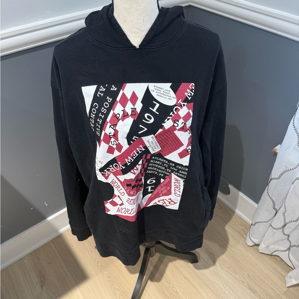 Staple Pigeon PULLOVER GEOMETRIC HOODIE BLACK/ MULTICOLOR Size XL